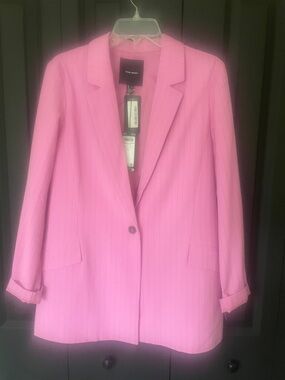 Vero Moda Pink Pinstripe Single-Button Blazer